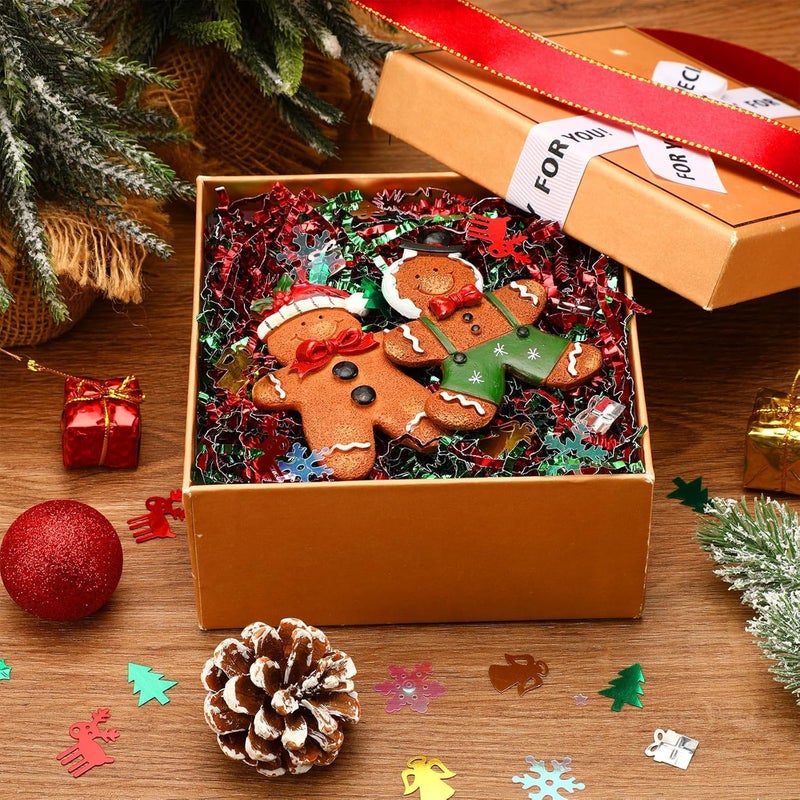 Jansun Christmas Metallic Red Green Crinkle Cut Paper, 115g/4oz Shred Filler with Christmas Tree Snowflake Elk Bell Confetti for Gift Wrapping Craft DIY Basket Filling Merry Christmas Decorations - Image 5